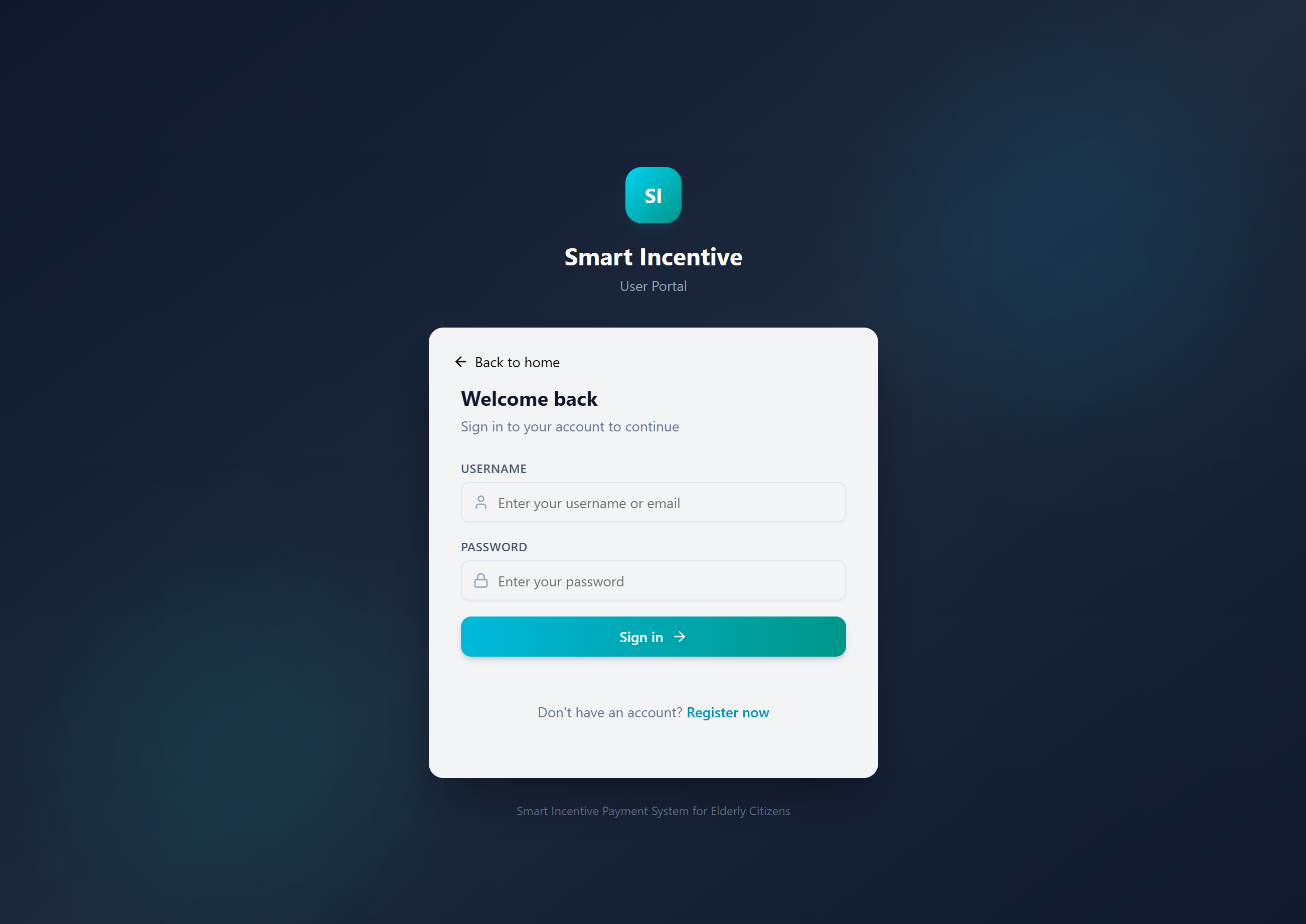 User login page